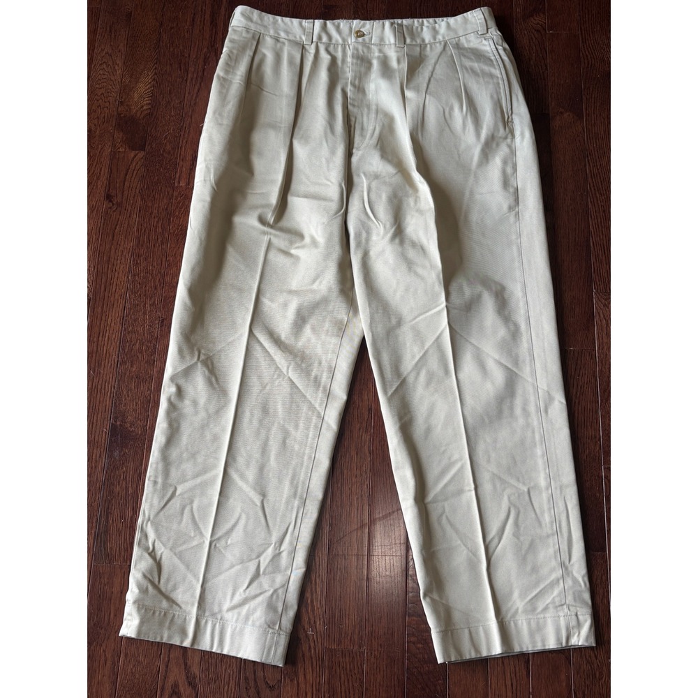 Bills Khakis M1P Pleated Chinos Mens 37x30 Tan Cotton Twill Pants Made in USA